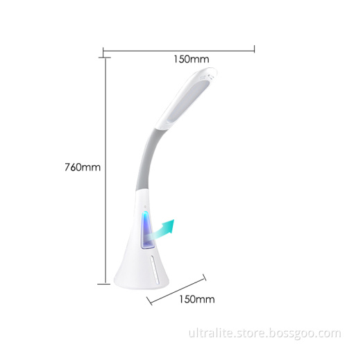 Dimmable 5 Levels Touch Switch Light Led Table Lamp With Bladeless Fan And Rgb Feature
